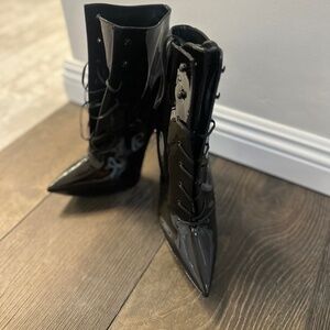 YSL Pointed Patent Leather Boots